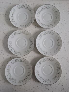Oxford Japan Flower Garden 535 Floral Saucer Set with Pink Blue Accents - 6 pcs
